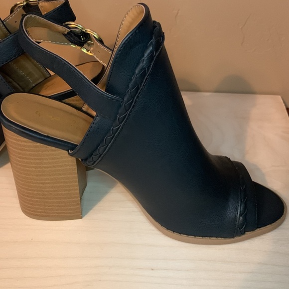 Qupid open toe chunky heel sling black size 9 (238) - Picture 7 of 10